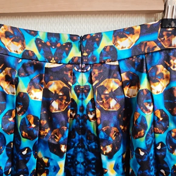 L'Ame de Femme - Blue Multicolor Pleated Skirt - US 4 - Picture 2 of 6